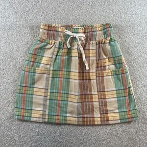 Urban Outfitters Plaid Mini Skirt Drawstring Waist Pockets‎ Casual sz S womens